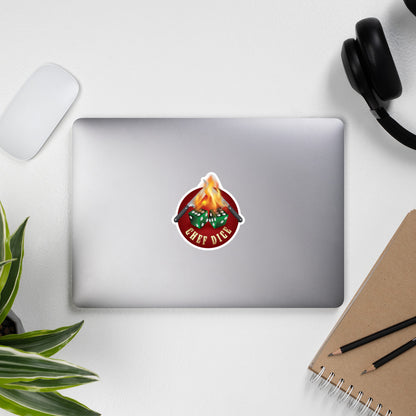 Chef Dice Sticker with Flames
